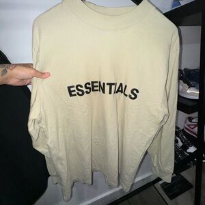 Cream Fear of God Essentials long sleeve top